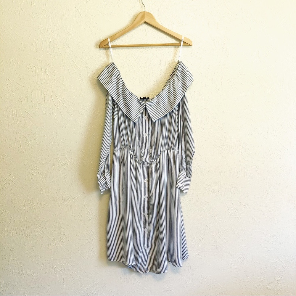 Bardot Striped Off Shoulder Dress